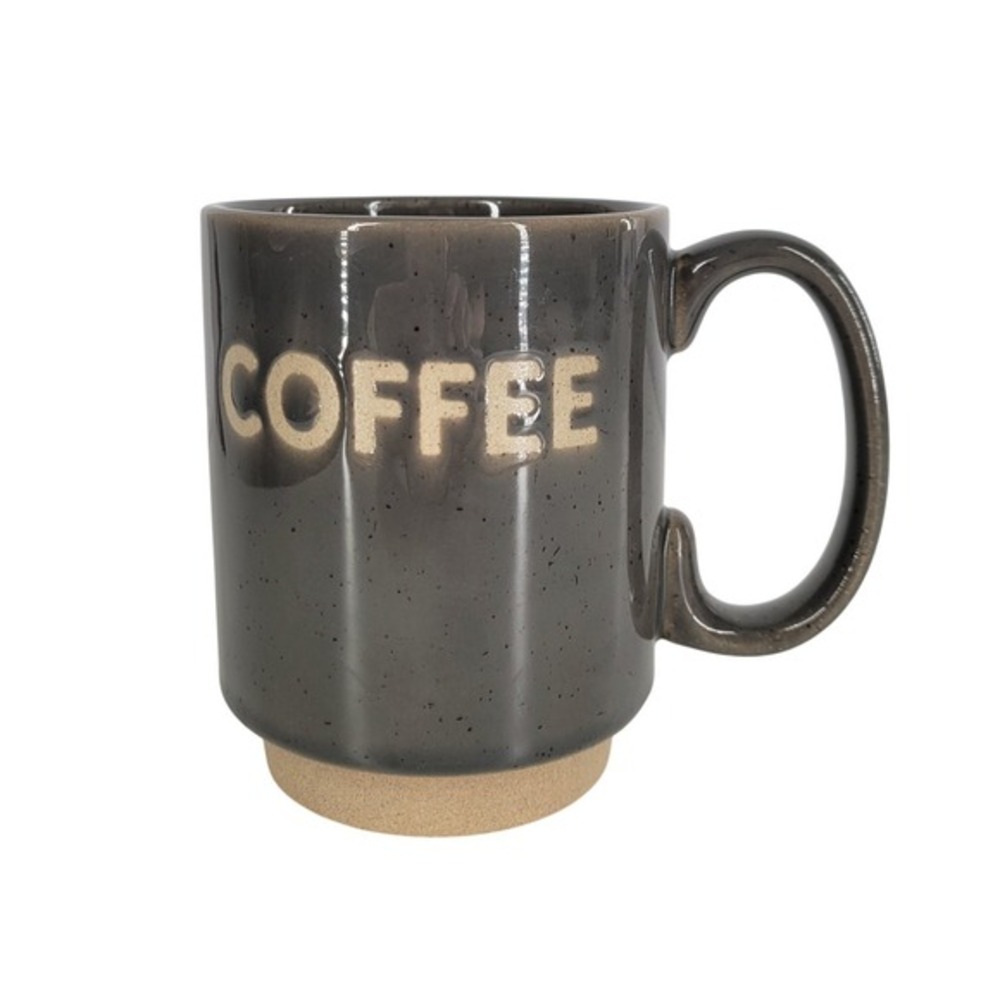 Hallmark Coffee Spellout Mug Speckled Gray Ceramic Drinkware 14 oz‎